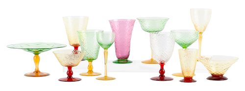 PUKEBERG GLASSWORKS TURKEY TRACKS/ROYAL FAN GLASSWARE