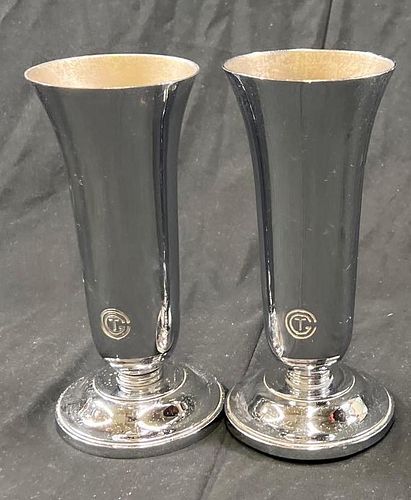 A pair of Georges Halais chrome plated vases from France