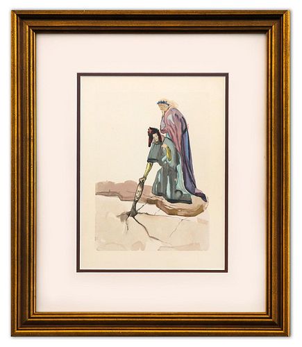 Salvador Dali- Original Color Woodcut on B.F.K. Rives Paper "Inferno 32"