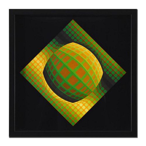 Victor Vasarely (1908-1997), "Vega-Zett-01 (1971)" Framed Heliogravure Print with Letter of Authenticity