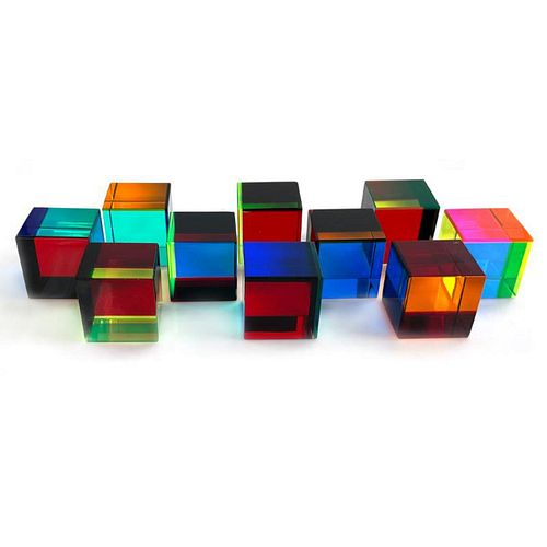 Vasa, Set of 10 Acrylic Cube Sculpture, Hand Signed with Letter of Authenticity.
