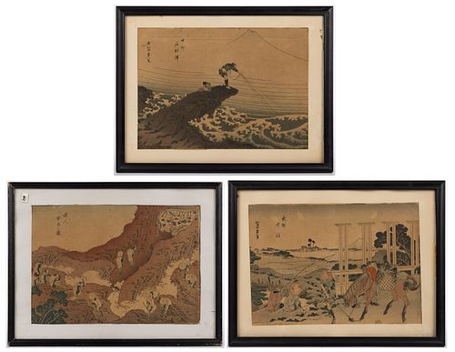 AFTER KATSUSHIKA HOKUSAI (JAPANESE, 1760-1849) MT. FUJI VIEWS WOODBLOCK PRINTS, LOT OF THREE