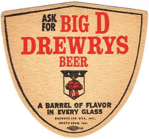 1958 Drewrys Beer 3¾ inch coaster IN-DRE-10 South Bend Indiana