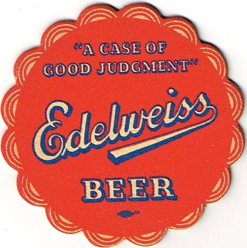 1942 Edelweiss Beer 3¾ inch coaster IL-SCH-3 Chicago Illinois