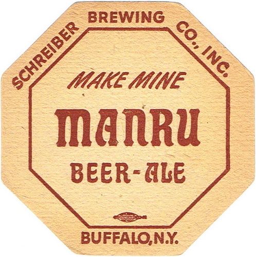 1939 Manru Beer-Ale 4¼ inch coaster NY-MAN-2 Buffalo New York