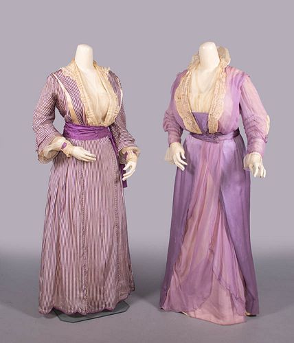 TWO PURPLE SILK AFTERNOON DRESSES, PHILADELPHIA, 1911-1912