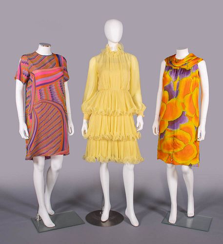 SILK & CHIFFON DESIGNER PARTY DRESSES, USA, 1960s