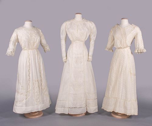THREE COTTON OR LINEN LINGERIE DRESSES, 1910-1912