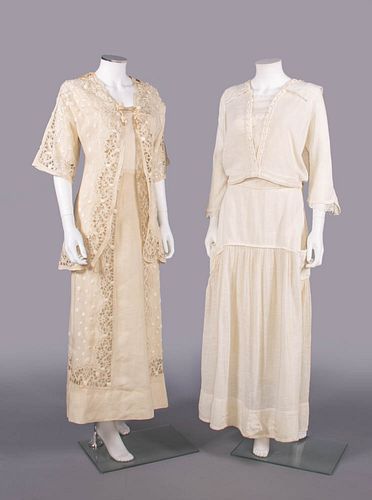 TWO EMBROIDERED WALKING OR DAY ENSEMBLES, 1913-1915