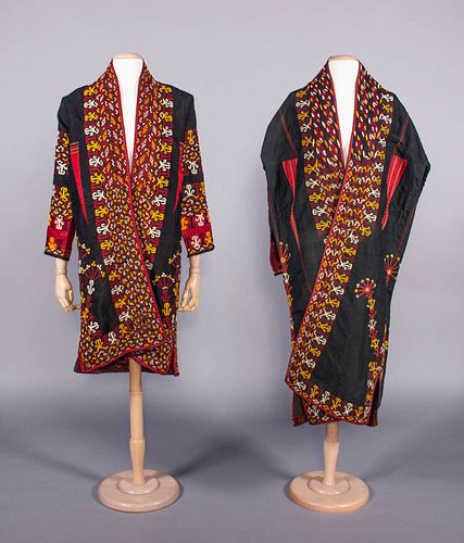 TWO EMBROIDERED SILK CHIRPY, TURKMENISTAN, MID 20TH C