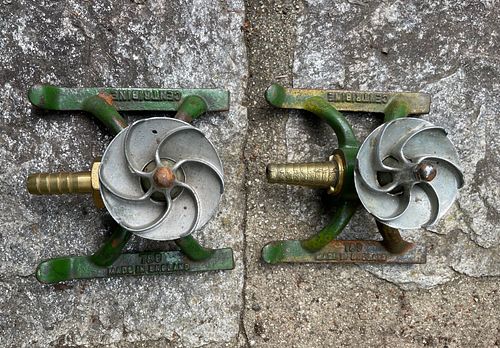 Two English Iron and Brass Lawn Sprinklers