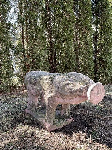 Life-Sized French Cast Stone Pig 