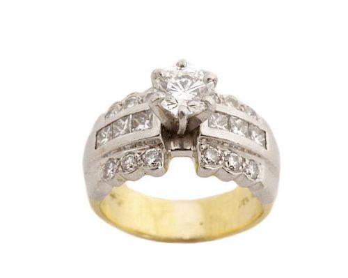 Platinum, 18k, and Diamond Engagement Ring