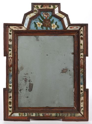 QUEEN ANNE REVERSE-PAINTED COURTING MIRROR