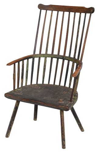 Early British  Windsor Armchair in Early Paint