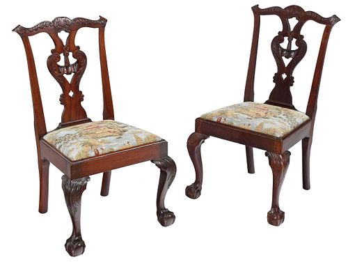 Two Similar New York Chippendale Mahogany Side Chairs