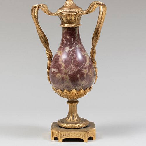 Gilt-Bronze Mounted Marble Vase Mounted as a Lamp