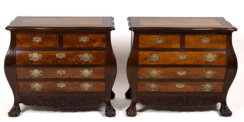 PAIR OF BOMBE-STYLE CHESTS OF DRAWERS