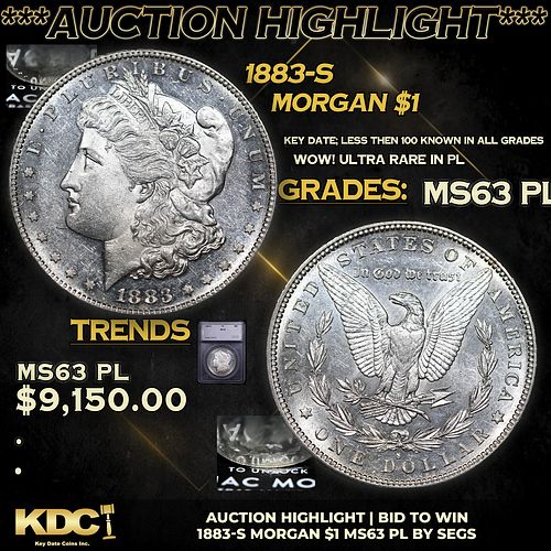 ***Auction Highlight*** 1883-s Morgan Dollar $1 Graded ms63 PL By SEGS (fc)
