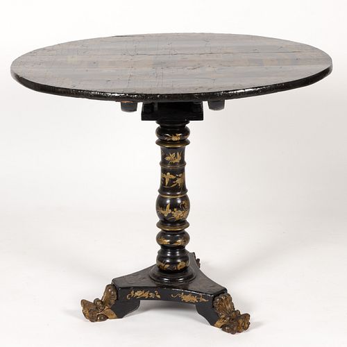 CHINESE BLACK LACQUERED TILT-TOP TABLE