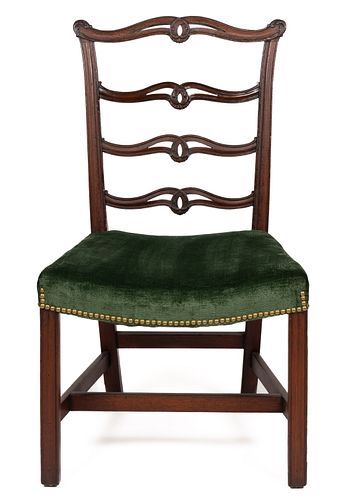 ENGLISH OR AMERICAN GEORGE III CHIPPENDALE MAHOGANY LADDER BACK SIDE CHAIR