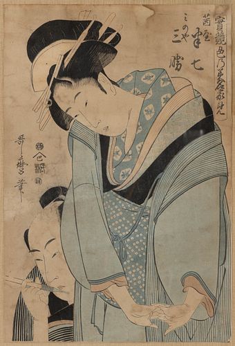 KITAGAWA UTAMARO (JAPANESE, 1753-1806) WOODBLOCK PRINT