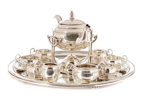 *17 PC Austrian Silver Tea Set by Eduard Friedman