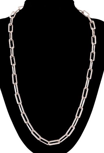18.25CTW DIAMOND & WHITE GOLD OVAL LINK NECKLACE