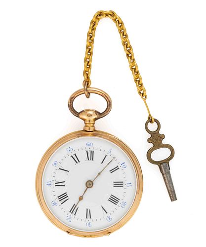 ANTIQUE FRENCH 18K YELLOW GOLD-CASED KEY-WIND POCKET WATCH