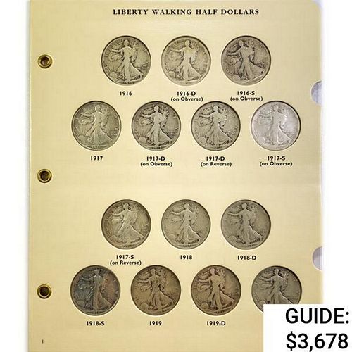 1916-1947 Walking Half Dollar Book (65 Coins)   