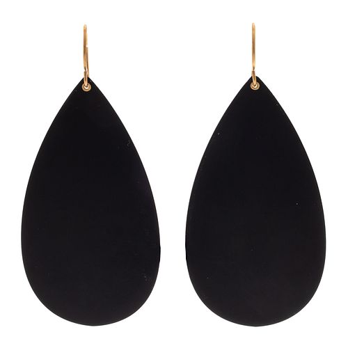 Pair of Black Steel, 18k Earrings, Julia Turner