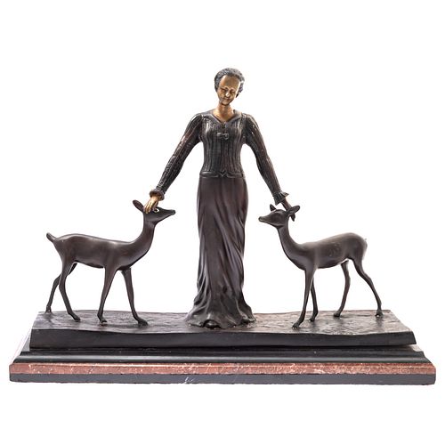 Art Deco Chiparus Bronze 'Deer Lady'