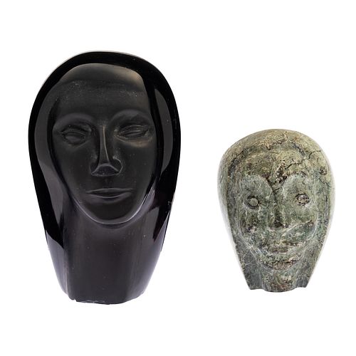 Two Contemporary Carved Hardstone Busts.