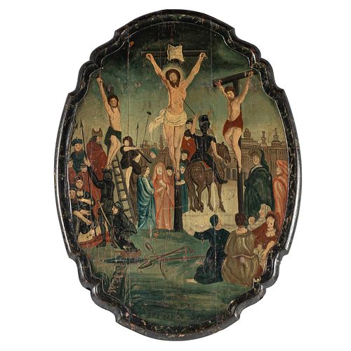 Spanish Colonial Painting 'The Crucifixion'
