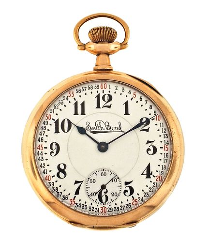 An early 20th century South Bend grade 295 pocket watch with gold case