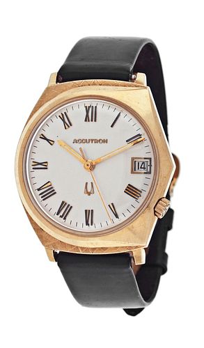 A mid 20th century gold Bulova Accutron wrist watch