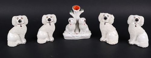 Five Staffordshire Dog Figures