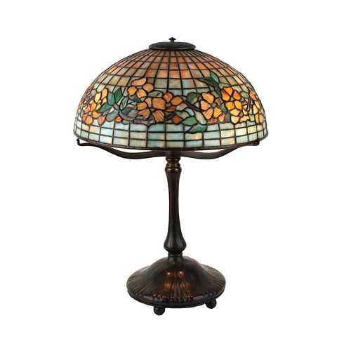 Tiffany Studios Banded Dogwood Bronze Table Lamp
