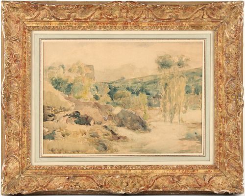 Albert Lebourg, French 1849-1928, Near Rodez, Watercolor