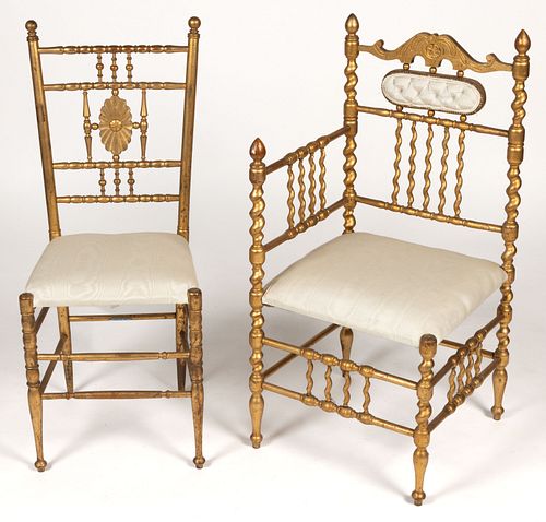 GILTWOOD CHAIRS, LOT OF TWO
