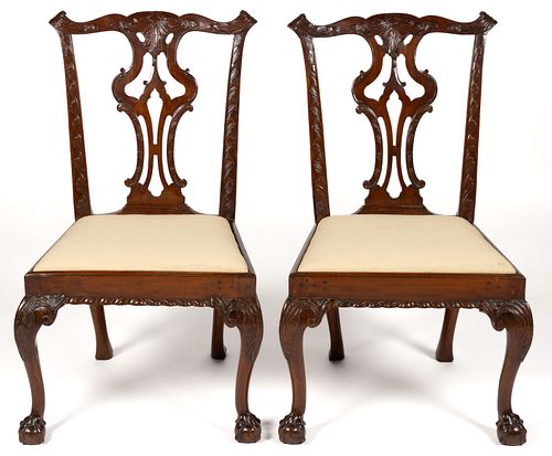 PAIR OF MAHOGANY CHIPPENDALE SIDE CHAIRS 