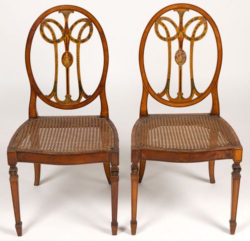 PAIR OF ENGLISH GEORGIAN PAINTED SIDE CHAIRS