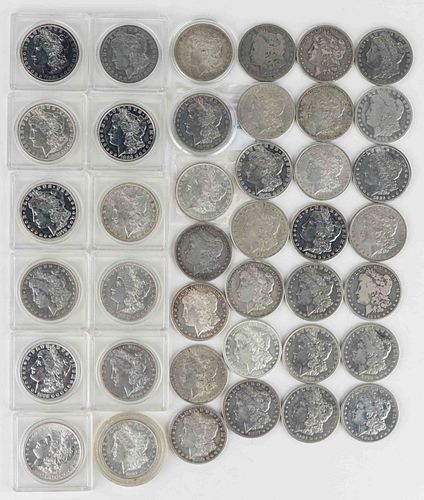 UNITED STATES SILVER MORGAN DOLLAR COINS, LOT OF 40