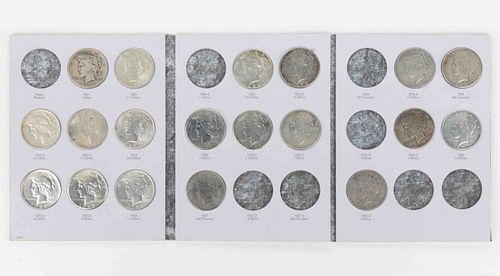 UNITED STATES SILVER PEACE DOLLAR COINS, LOT OF 19