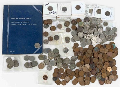 ASSORTED UNITED STATES NICKELS AND PENNY COINS, UNCOUNTED LOT