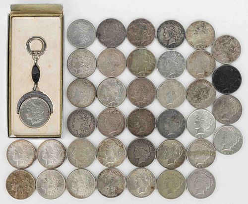 ASSORTED UNITED STATES SILVER ONE-DOLLAR COINS, LOT OF 39