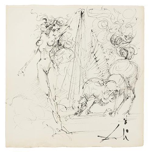 Salvador Dali, (Spanish, 1904-1989), Pegase (Nude with Winged Horse), 1959