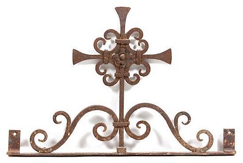 A Continental Ironwork Cross Height 19 x width 30 inches.