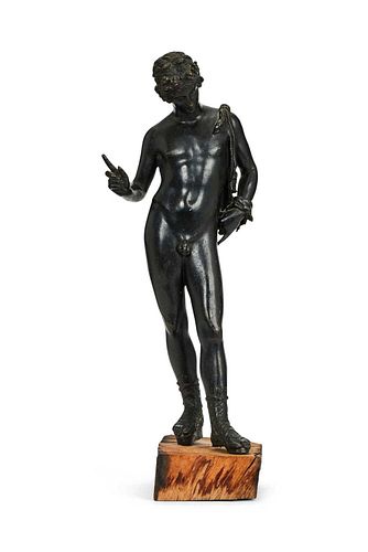 A LATE 19TH CENTURY NEAPOLITAN BRONZE OF NARCISSUS, AFTER THE ANTIQUE