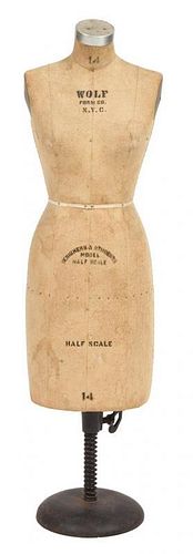 An American Diminutive Half-Scale Dress Form Height 28 inches.
